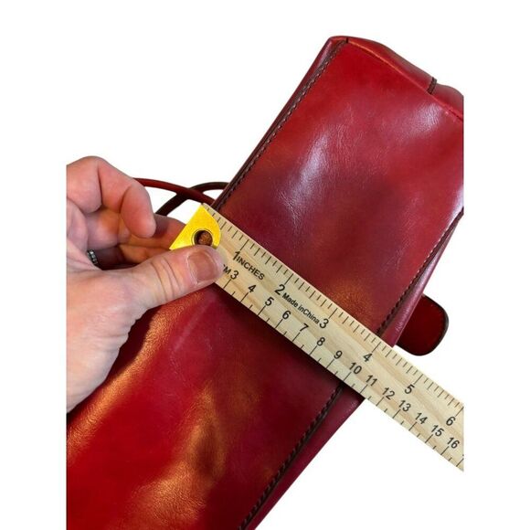 Aldo Red Leather Handbag With Buckle Detailing & Zip Closure - Picture 11 of 14
